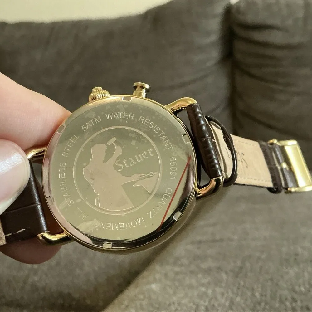 With Box And Papers In The Box Stauer 1920s Retrograde Mens Watch
